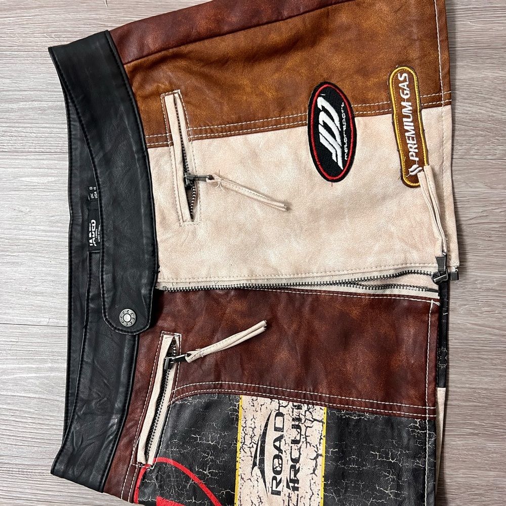 Jaded London Brown Tan Black Patchwork Mini Skirt Set - Picture 2 of 7